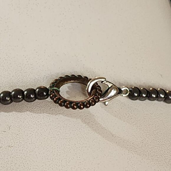 Hematite Beaded Tree of Live Take Flight Necklace - Picture 3 of 3